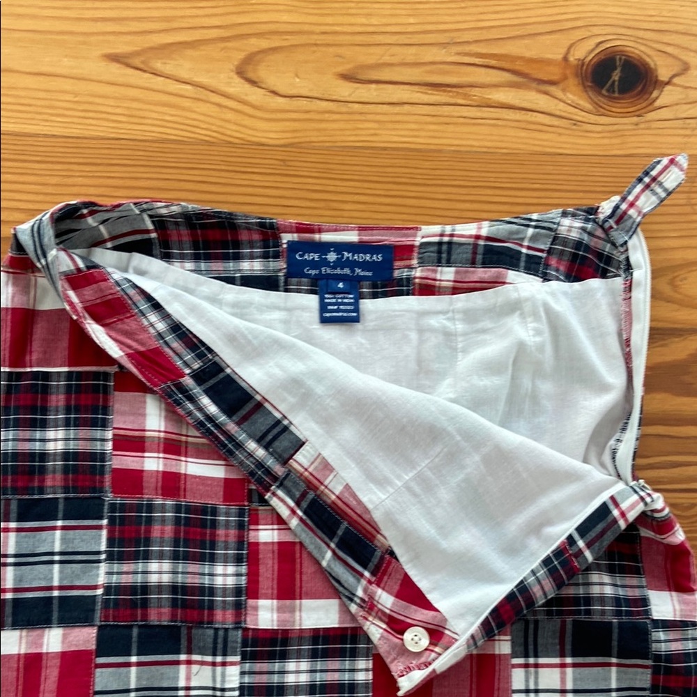 Plaid Madras Skirt - Red and Blue - Picture 3 of 5